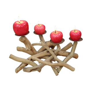 Porta -velas Driftwood com 4pcs bandeja de vela comprimido de chá de madeira leve portador de madeira